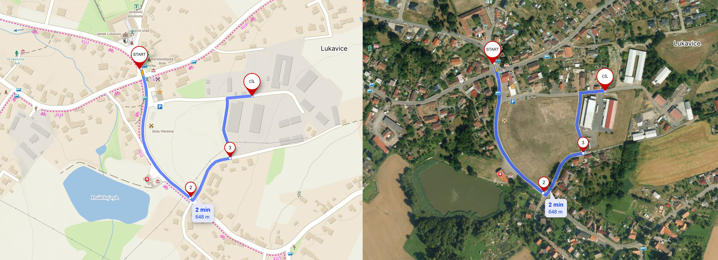 Objízdná trasa - malá auta a dodávky